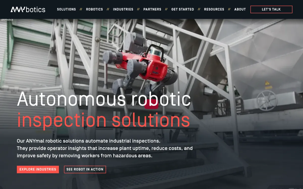 ANYbotics homepage, captured October 31, 2026
