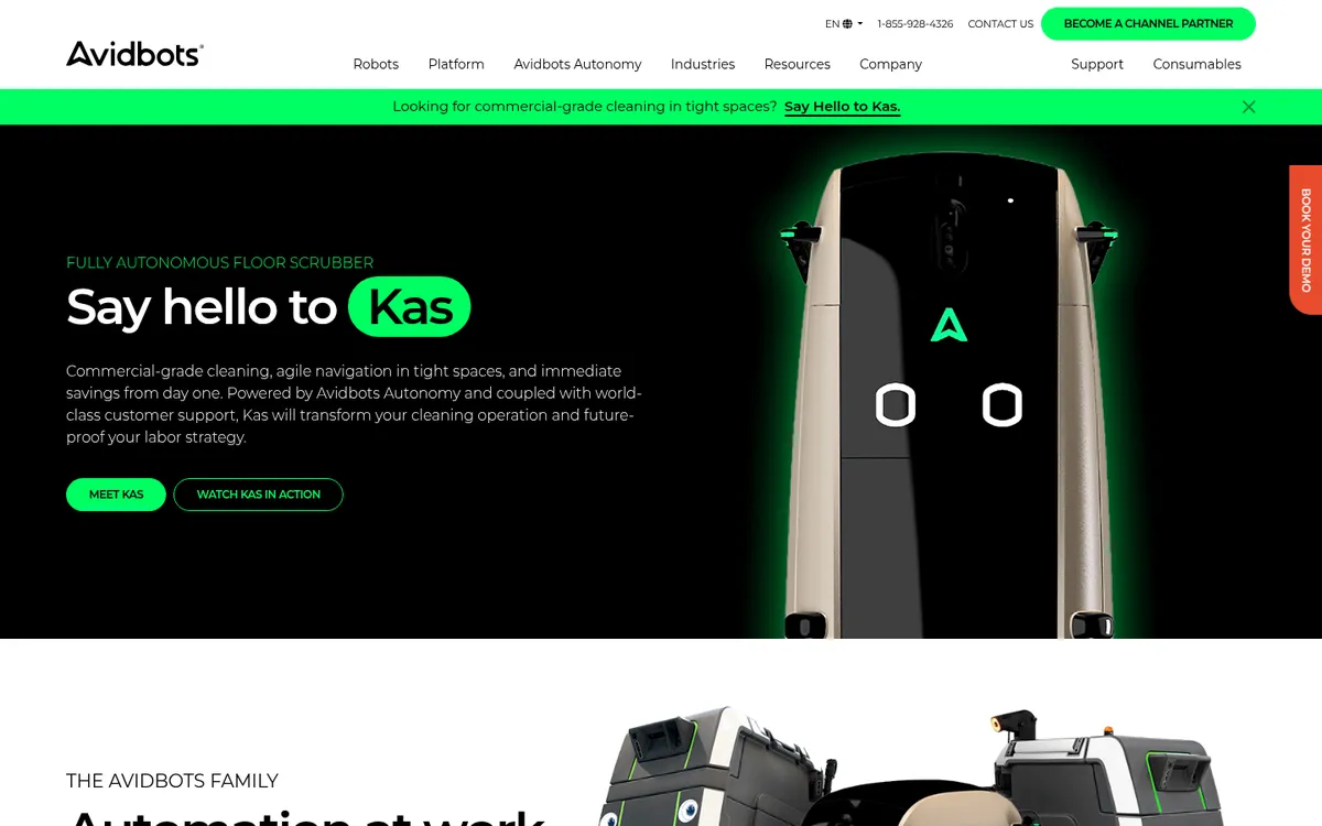 Avidbots homepage, captured October 31, 2026