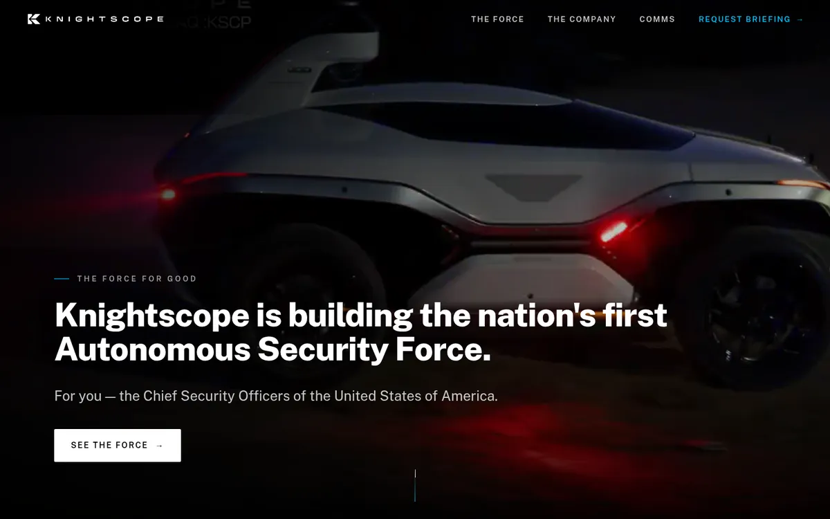 Knightscope homepage, captured October 31, 2026
